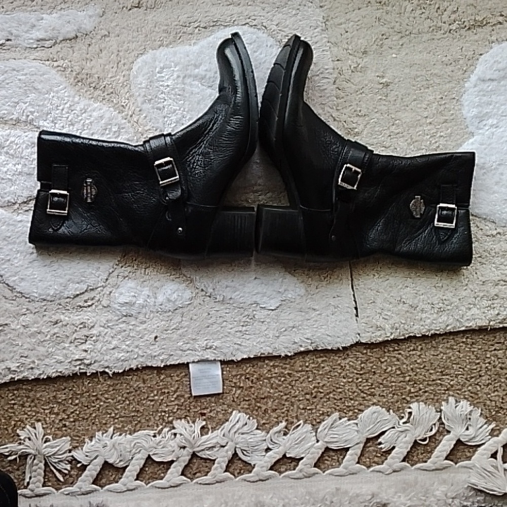 Harley Davidson Leather Buckle Boots 9 - Picture 3 of 16